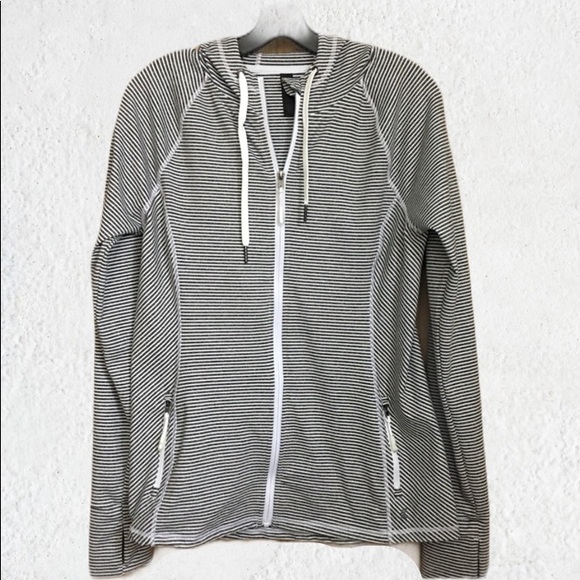 Kyodan Tops - Kyodan Gray White Stripe Athletic Jacket Hoodie